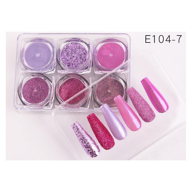 6 ks nail art třpytivý prášek na zdobení nehtů lesknoucí se pigmentové vločky flitr nail art dekorace