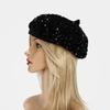 Pailletten Baskenmütze Modische Französische Baskenmütze Elegante Winter Herbst Mütze Damen Winter Kopfbedeckung Für Partys Outdoor Reisen
