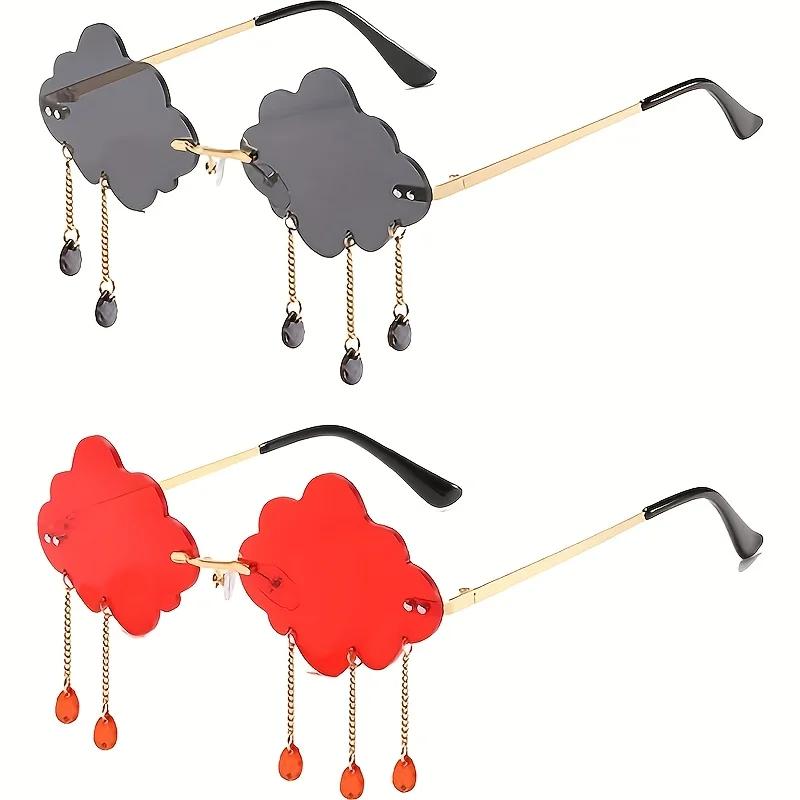 Personality Rainy Day Sunglasses Women Cloud-Shaped Fashionable Rimless Unique Sun Shades For Party Travel
