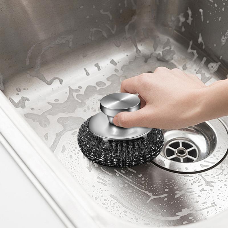 Stainless Steel Scourers Sponges Stainless Steel Dish Scrubber Brush For Cleaning Stainless Steel Steel Wool Brush For Iron Pots