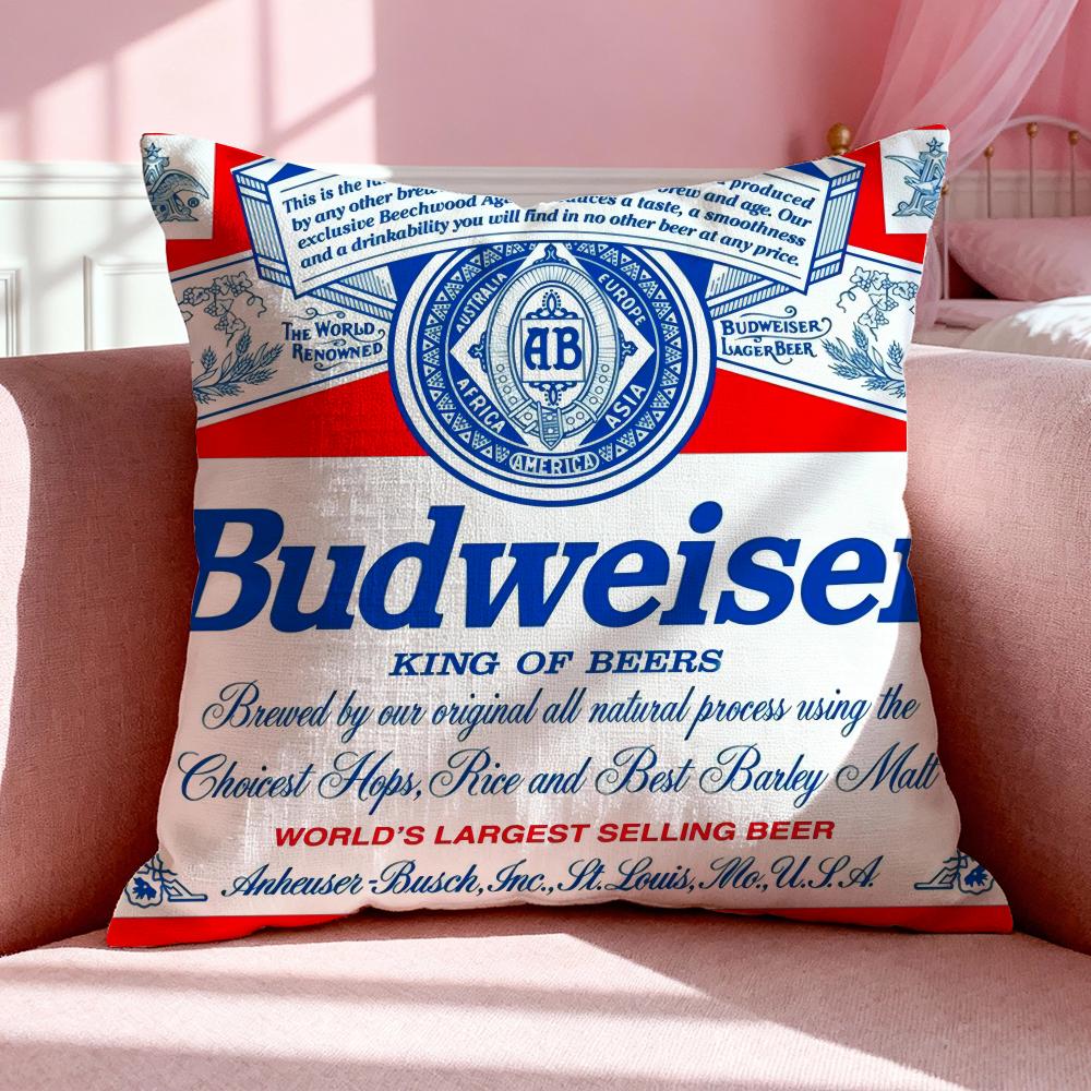 Beverage BBudweiser Cushion Cover Breathable Linen Pillowcase Summer Odorless EcoFriendly Invisible Zipper Washable