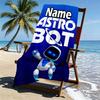 Custom Name Personalized Cosmic Bot Crew Print Beach Towel, for Trip Camping Beach Party Home Decor, Birthday Gift for Family & Friends