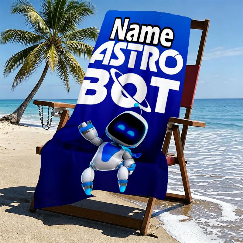 Custom Name Personalized Cosmic Bot Crew Print Beach Towel, for Trip Camping Beach Party Home Decor, Birthday Gift for Family & Friends