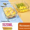 Microwaveable Transparent Glass Bento Lunch Box with Lid and Fresh-Keeping, Includes Damage Compensation.