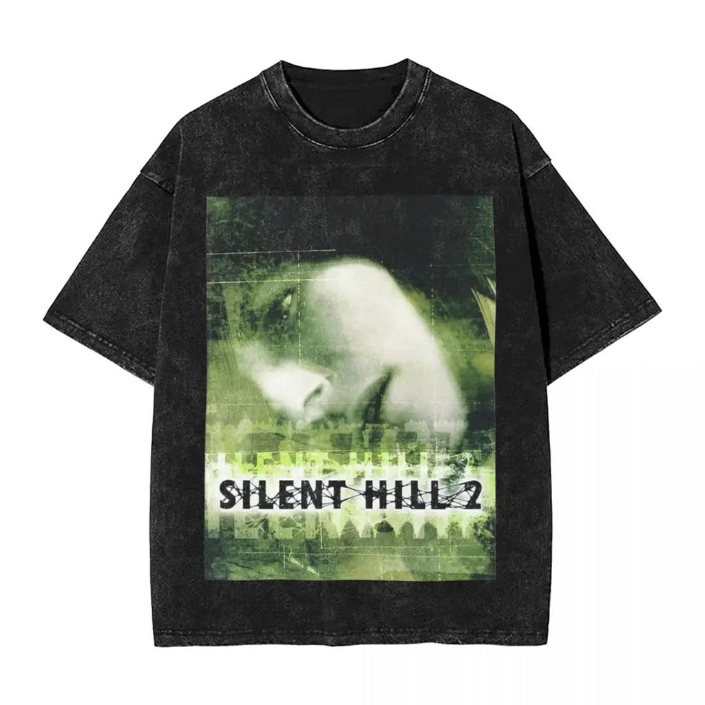 Moda Silent Hill Lavato Streetwear Vintage T-Shirt Film Horror Gioco Magliette Top Uomo Donna Cotone Harajuku Stampato