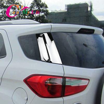 Color My Life 2Pcs/set ABS Chrome Sequins for Ford Ecosport 2013 - 2017 Car Rear Spoiler Wing Side Beveled Window Cover