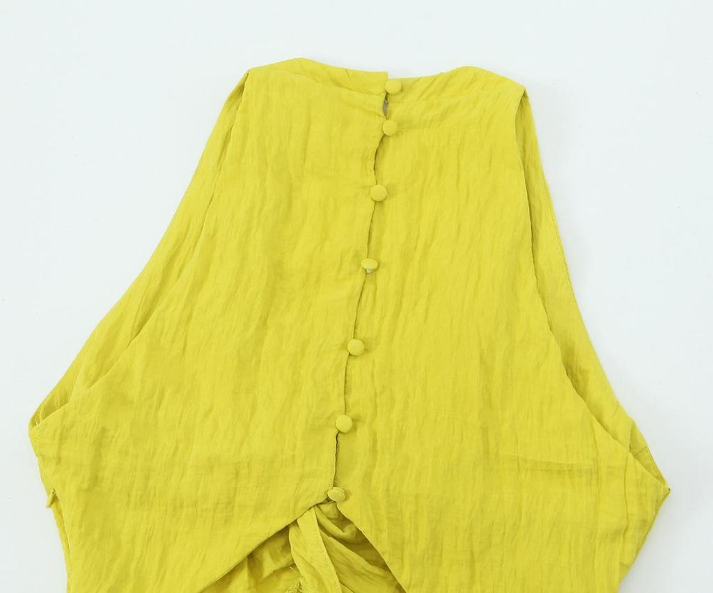 Rochie de vară în stil european și american, cu decupaje și detaliu nod - Efect încrețit