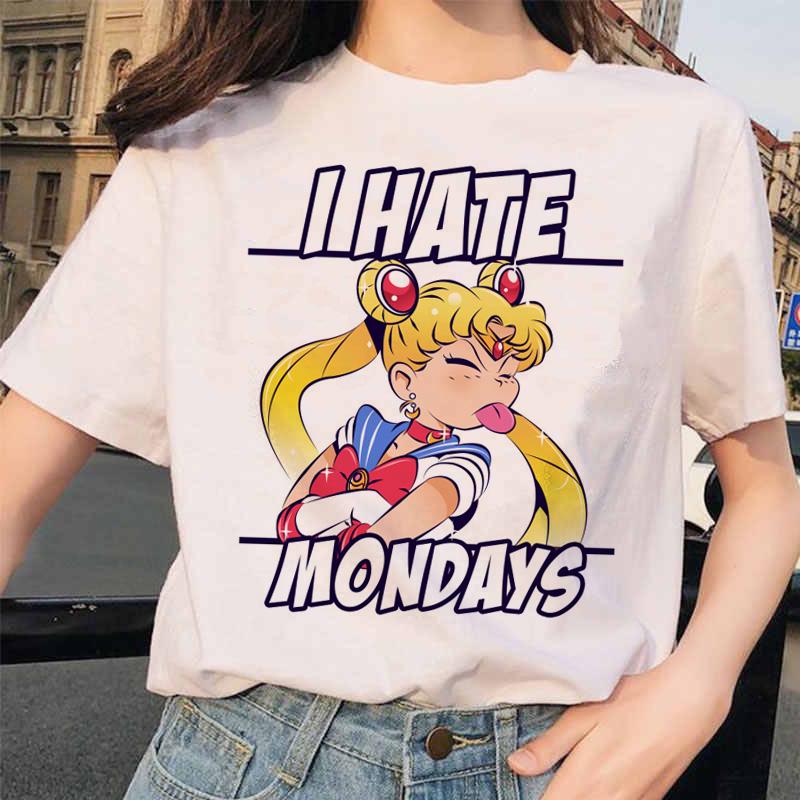 Sailor Moon 90S Divertente T Shirt Harajuku Vestiti Tshirt Estetica Gatto Anime Donna Carina Donna T