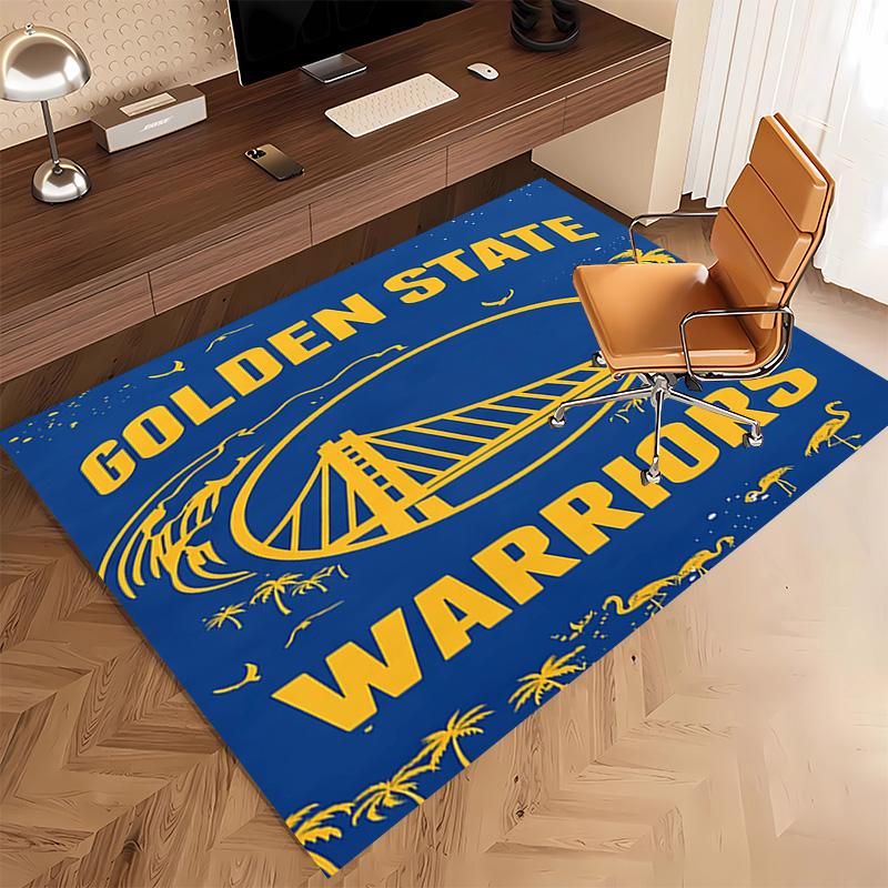 1ks Koberec s potiskem loga Golden State Warriors - Měkký, Omyvatelný, Protiskluzový vnitřní koberec, Dekorativní koberec do obývacího pokoje, Domácí kanceláře, Kancelářský dekorativní