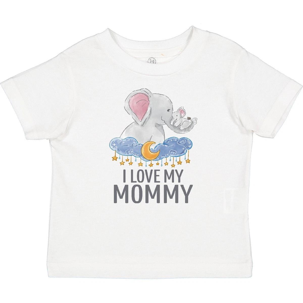 Inktastic I Love My Mommy Cute Elephants In Night Sky Baby T-Shirt Mom Mother Me 130