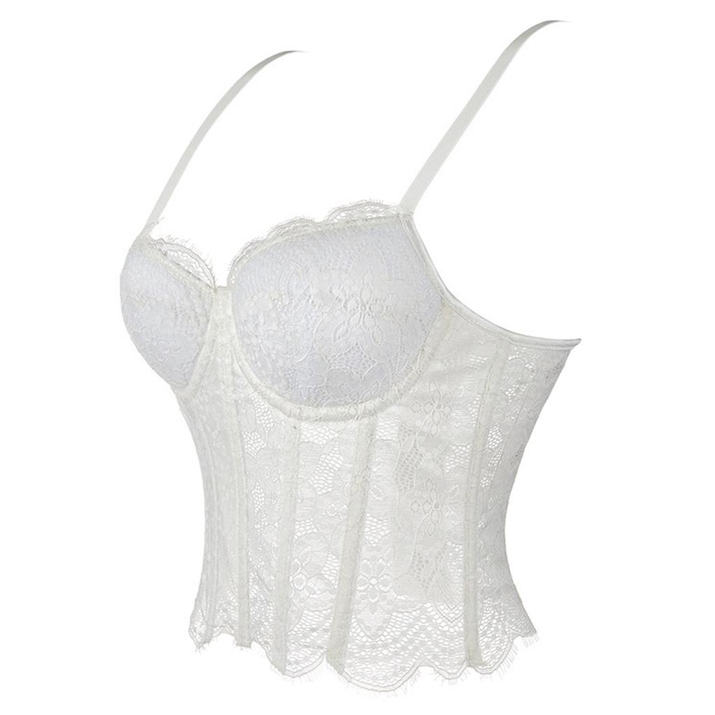 Guaina bustier in pizzo a rete da donna con coppe integrate e design a doppio spallino