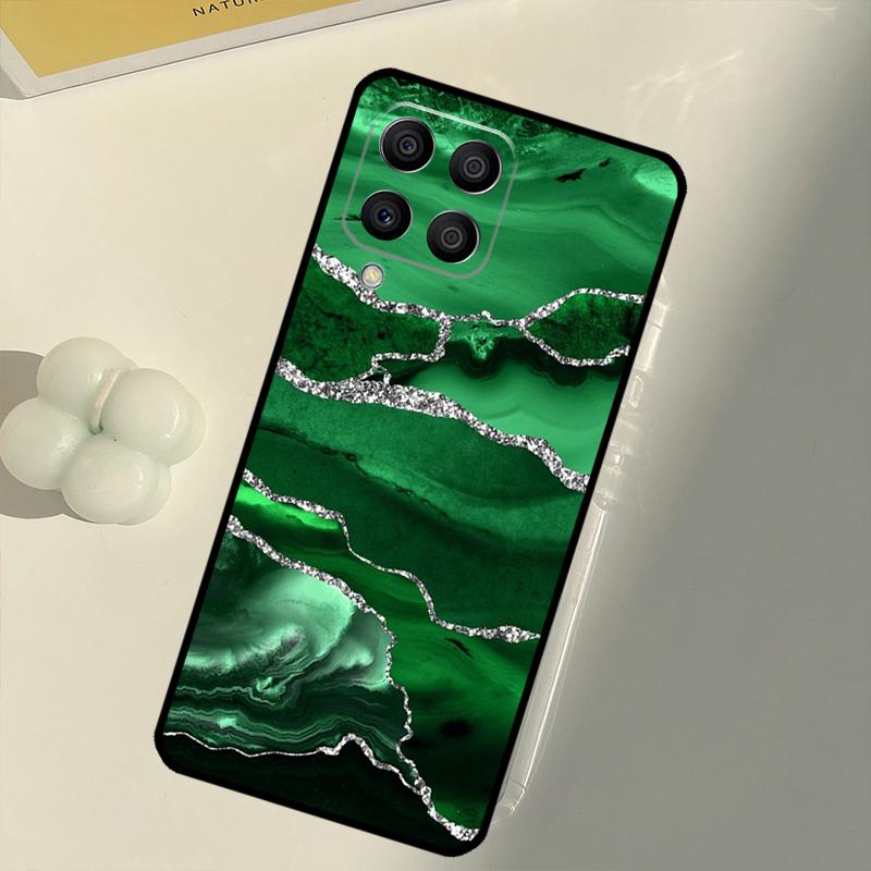 Gold Indigo Faux Malachite For Samsung Galaxy M33 M13 M14 M12 M32 M52 M31 M55 M15 M11 M21 M35 M53 M34 M54 M06 M16 Case