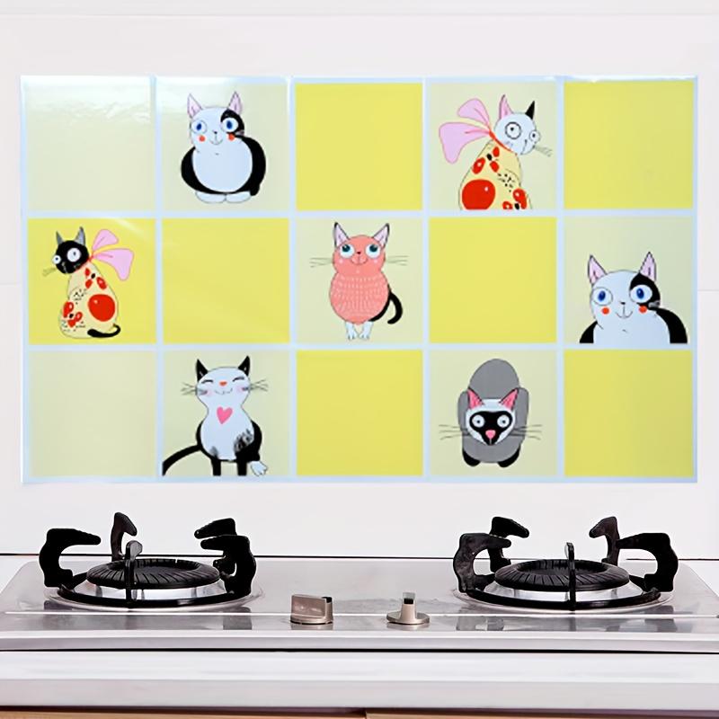 5pcs Self-Adhesive Oil-Proof Stickers for Kitchen High-Temperature Resistant Tile Wall Stickers Oil-Proof Waterproof for Stove