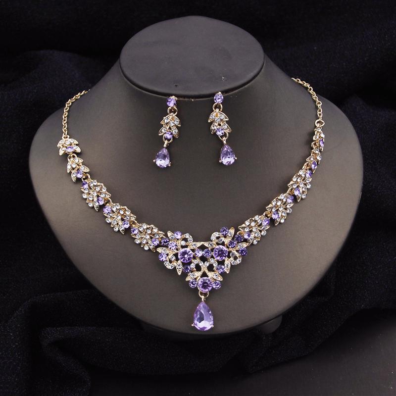 2024 neue Kristall Braut Schmuck Sets für Frauen Luxus Halsband Halskette Ohrringe Prom Hochzeit Kleid Braut Halskette Sets Mode