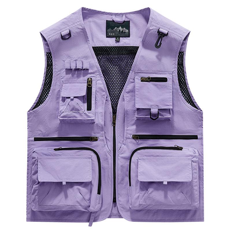 Men S Loose Sleeveless Multi Pocket Zipper Vest For Fishing Photography