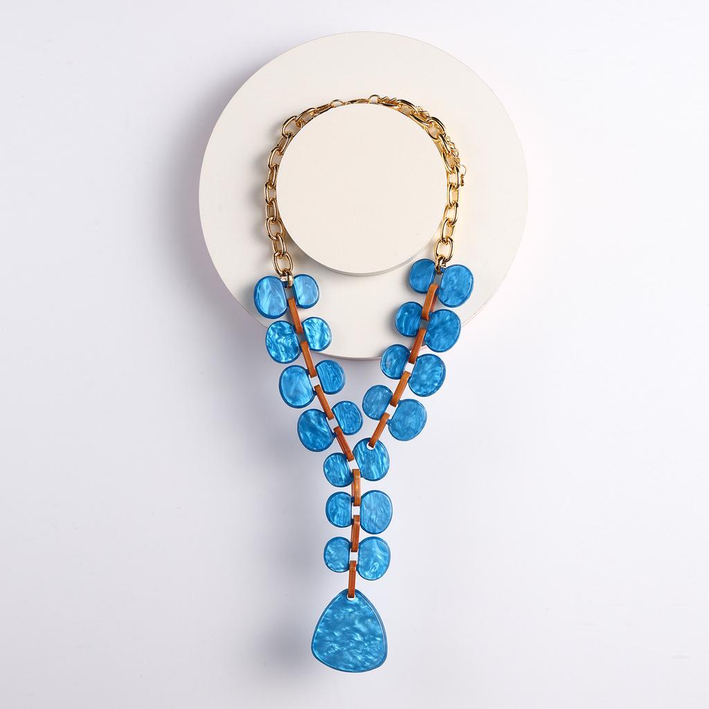 Trendy High Quality Colorful Acrylic Resin Big Long Necklace For Women Party Holiday Jewelry Exaggerated Choker