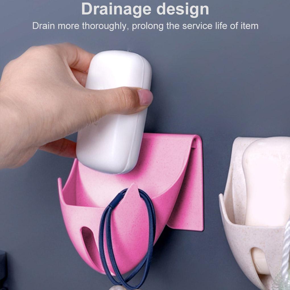 Bathroom Drain Box Wall Mounted Sponge Storage Rack Plastic Tray Organizer Container No Drilling