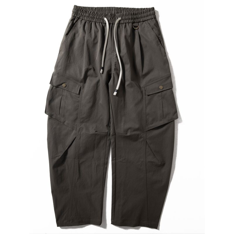 Men's Cargo Pants Spring and Autumn New Trendy American High Street Style with Large Pockets, Unique Design, Loose Casual Wide-Leg Pants
