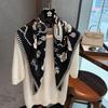 Spring and Autumn Premium Triangle Scarf Double Layer Satin Korean Edition Small Shawl Silky Smooth Foreign Style Neck Protection Silk Scarf Scarf