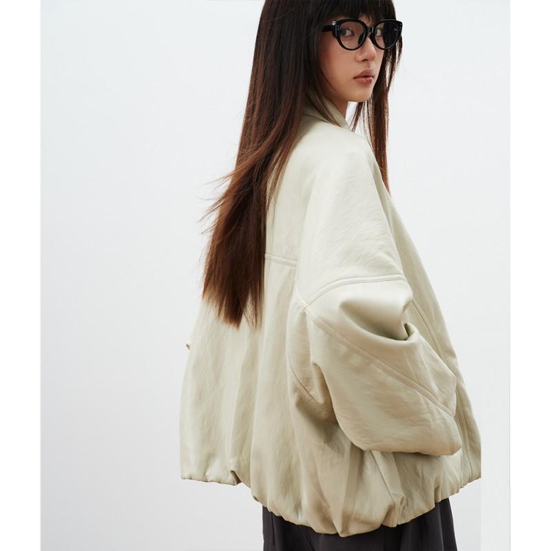 Womens Short PU Leather Jacket 2026 Casual Moto Style Stand Collar Workwear Chic Outerwear
