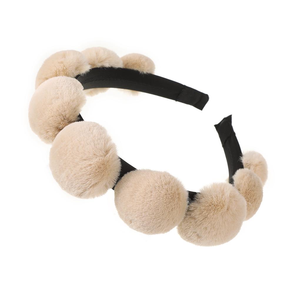 Molans Solid Color Multicolor Plush Ball Headband For Women Winter Wide Warm Hair Bands Hair Hoop Hair Accessories