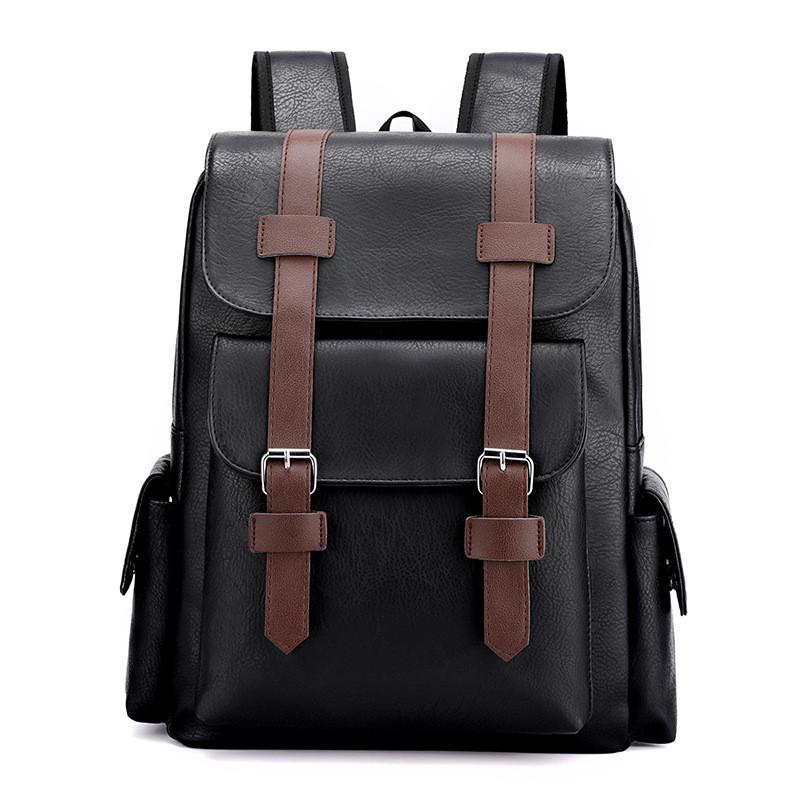 IELGY Large Capacity Soft pu Leather Backpack Casual Business Computer Bag
