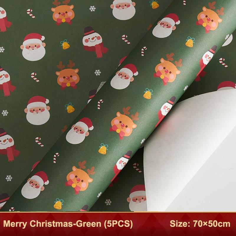 5 Blatt 70*50Cm Weihnachtspapier Niedlicher Hirsch Weihnachtsmannkraft Geschenkverpackungspapier Für Geschenke Handgemachte Geschenke Verpackung