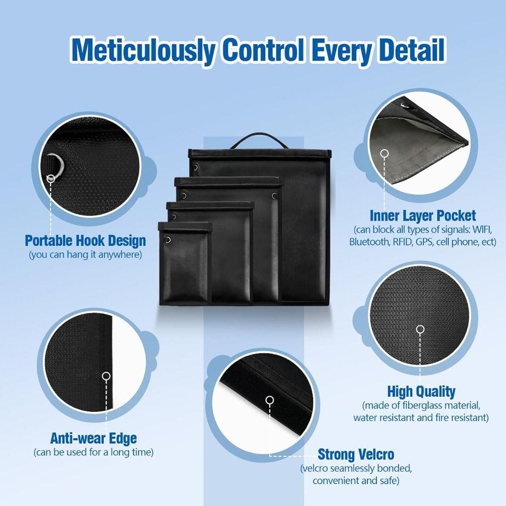 4PCS Large Faraday Cages Waterproof Key Fob Protector  for Phones Car Keys and Radio