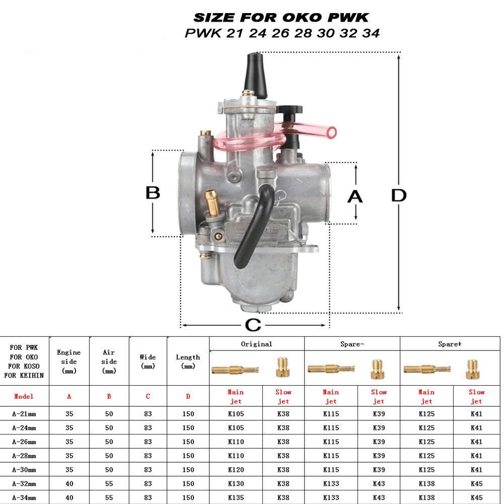PWK 21 24 26 28 30 32 34mm Mit Power Jet Vergaser Für OKO 2T 4T Motorrad Carb für Dirt Bike Pit Bike Scooter ATV Quad UTV