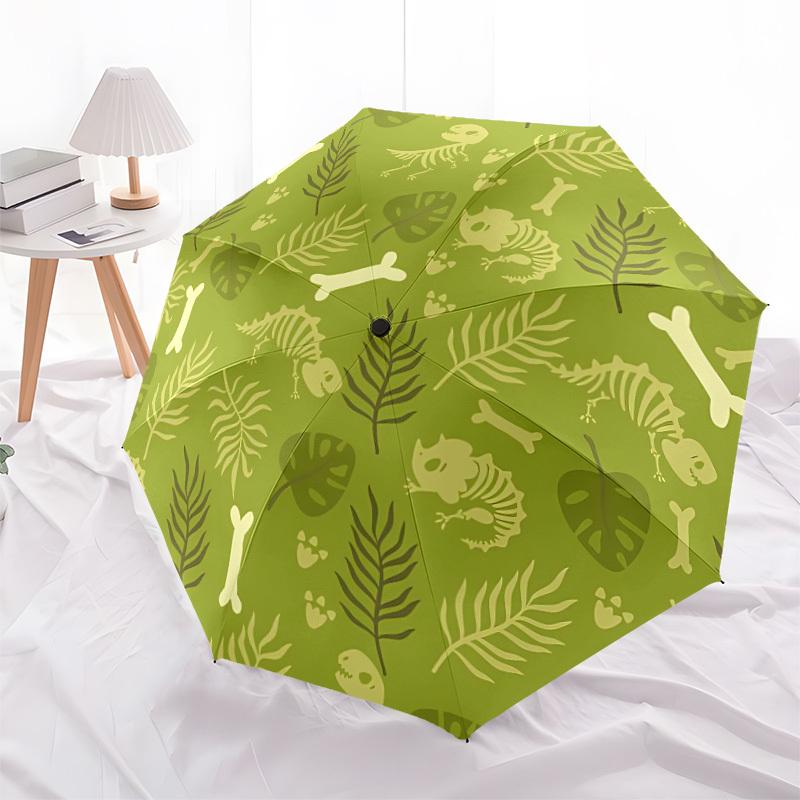 1pc Dinosaur Bones Fashionable Automatic Opening/Closing Folding Umbrella with 8 Bones, Windproof Portable, Daily Use159