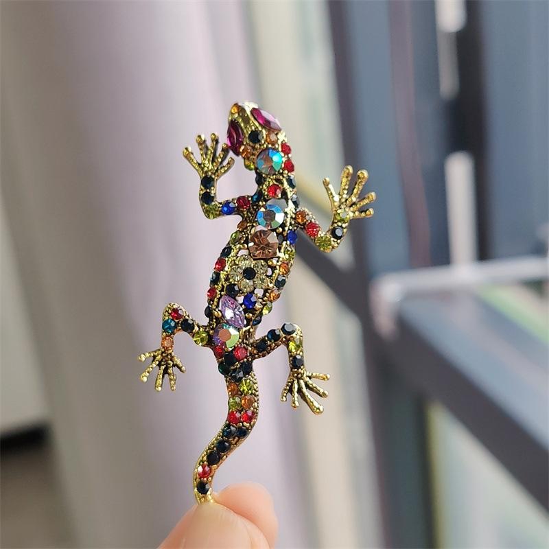 Wind Gecko Corsage, Animal Lizard Brooch Full Diamond Alloy Men'S And Women'S Clothing Accessories