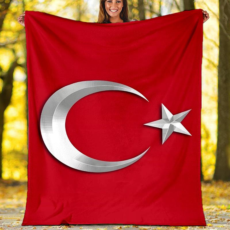 1pc TURKIYE Theme Blanket - Digital Print, Polyester, Cozy for All Seasons, Perfect for Outdoor, and Travel