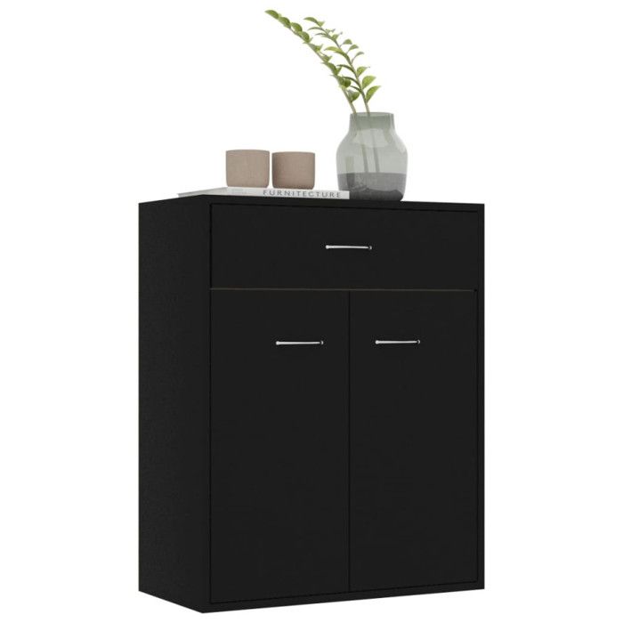 Buffet noir - vidaXL - 60x30x75 cm - 2 portes et 1 tiroir