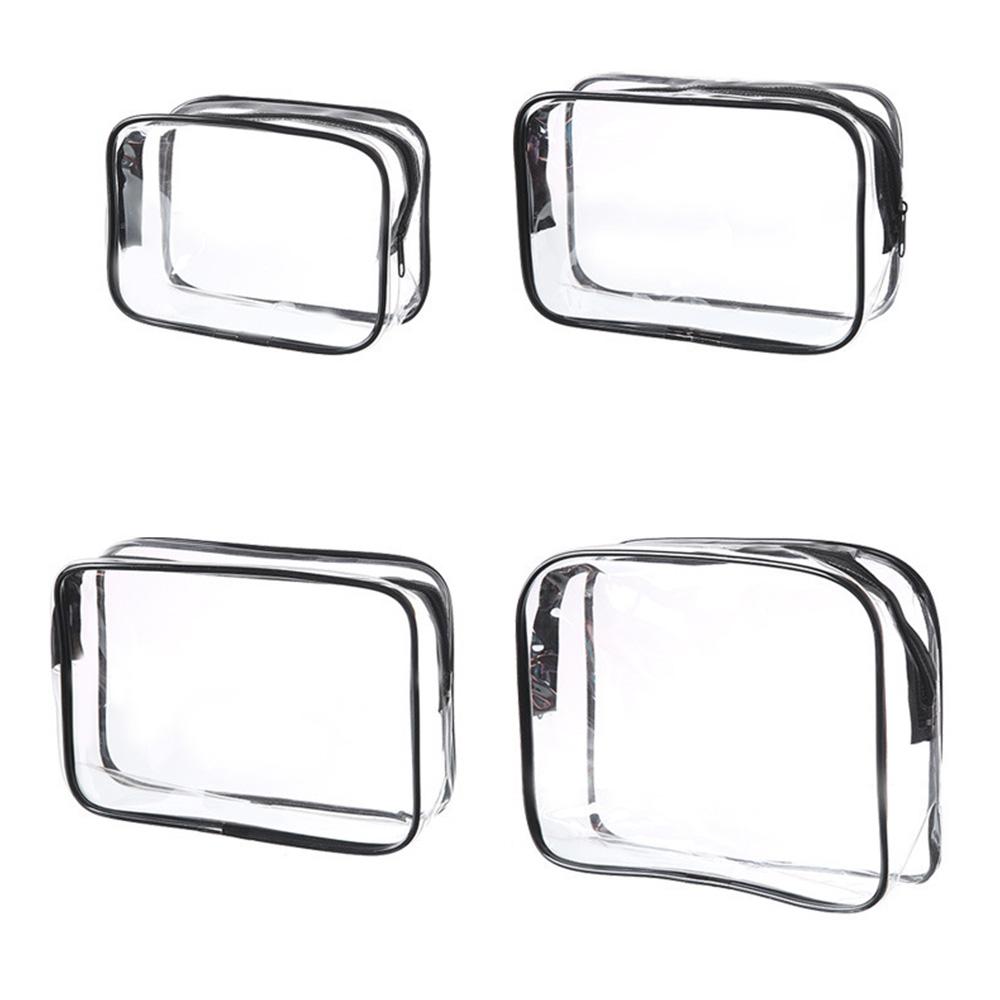 4Pcs Travel Makeup Organizer PVC Waterproof Cosmetic Toiletry Pouch Zipper Storage Bag