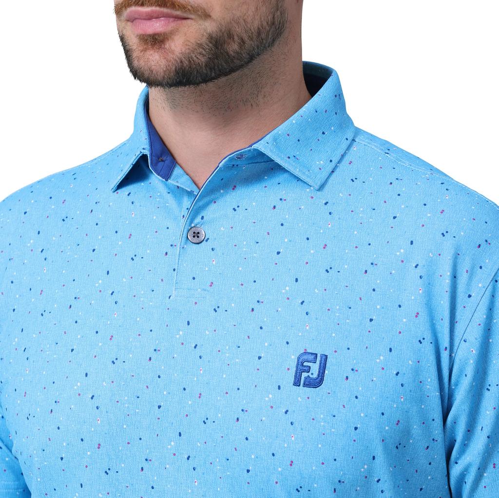 FootJoy Men's Blue Sky Tweed Pattern Print Short Sleeve Shirt, Size Small, FJ-S24-S19, 81766-S