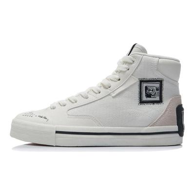 Disney X Li Ning Disney Breathable, Lightweight, Slip Resistant High Top Skateboard Shoes Women's White Black AECR062-4