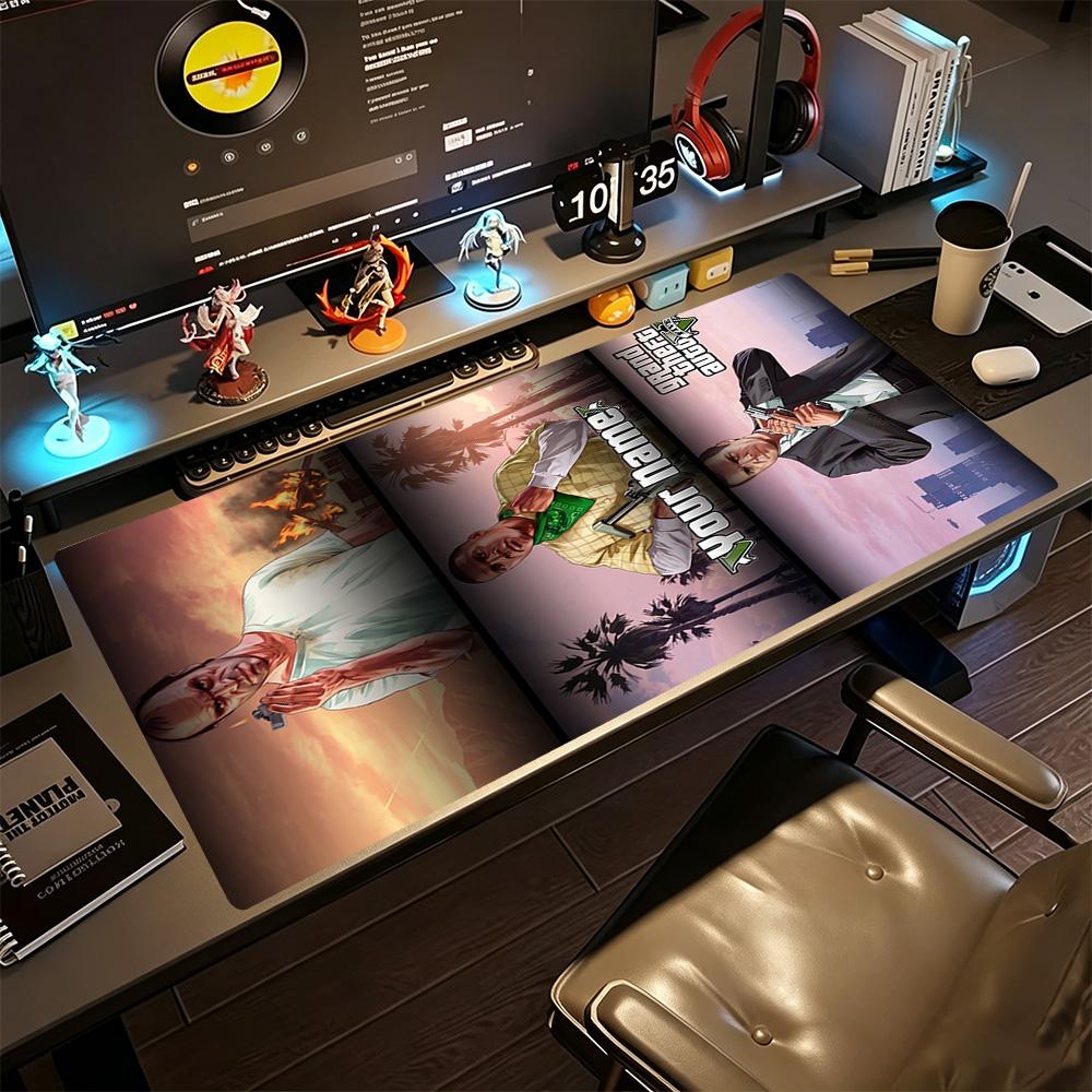 Gta Customize Your Name Mouse Pad Desk Mouse Pad Computer Desk Keyboard Mat Non-Slip Rubber Bottom Office Desk Accessory