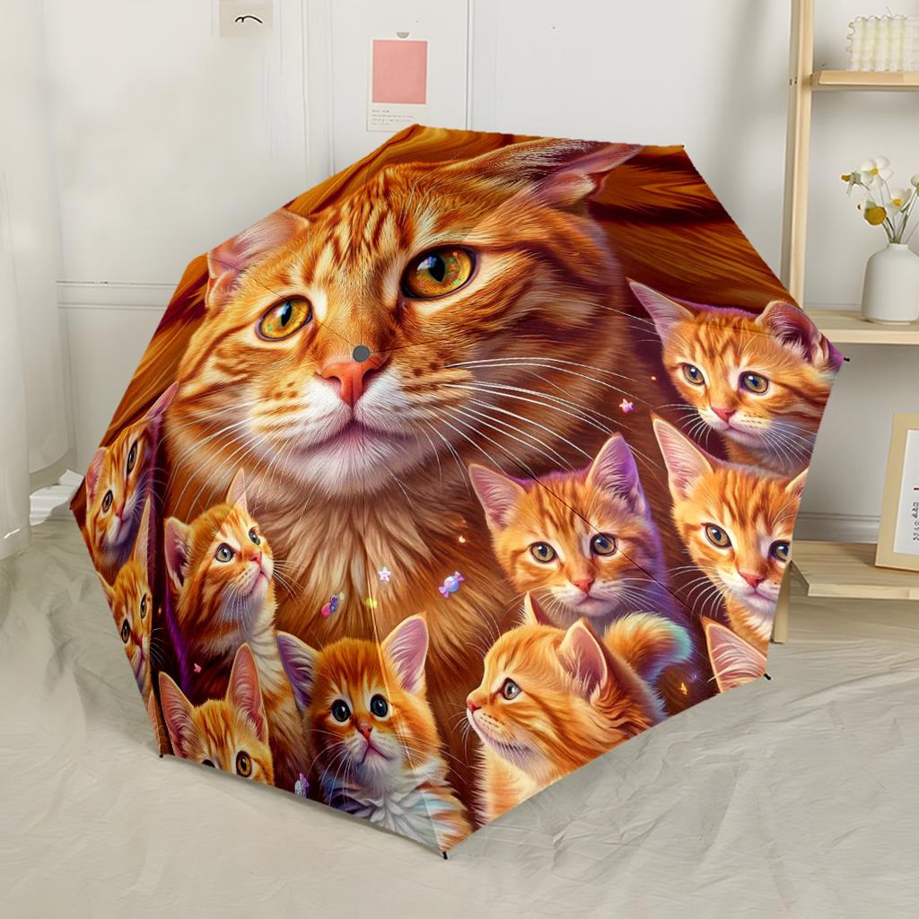 Celestial Cat Dreamscape Outdoor Automatic Umbrella Compact 8-Rib Lightweight Durable Plastic & Iron for Women/Men Stylish Accessory Gift