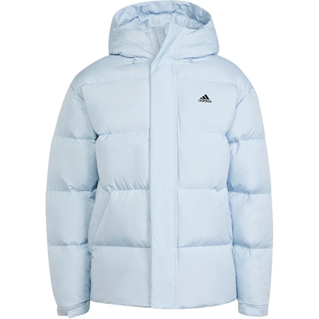 Adidas Puffy Down Jacket With Logo Pattern Hooded Warm Comfortable Casual Jacket Unisex Jacket Blue JM9128