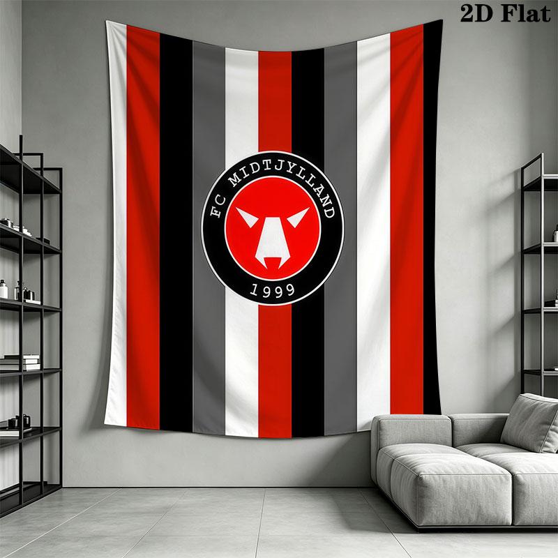 FC Midtjylland Wall Hanging Printed Fabric Blanket Decorative Tapestries for Bedroom Living Room Home Decor