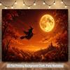 1 piece of 2D flat background fabric banner of the wizard's night sky flight with the moon castle background.PMJ