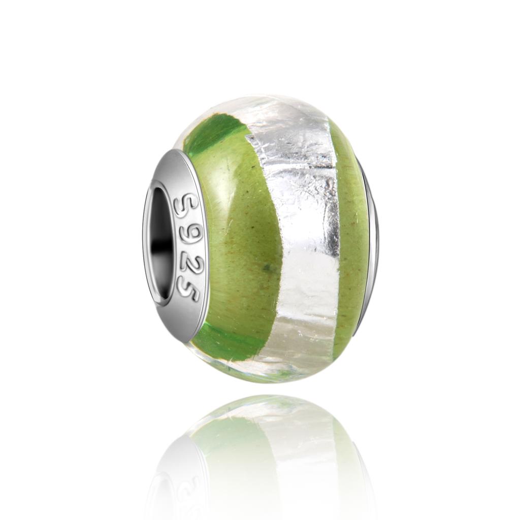  Charm Murano Vague Bleu Foncé Cuivré Coloré Compatible Bracelet Original Joli Charme Perles en Verre de Murano Fleur Rose Bijou