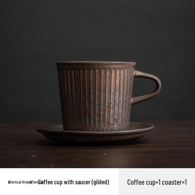 

Shangqi Handcrafted Gilded Ceramic Coffee Cup and Saucer Set