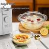 Heat-Resistant Glass Bowl with Lid for Microwave Cooking: Ideal for Rice, Baking, Soups, Instant Noodles, and More.