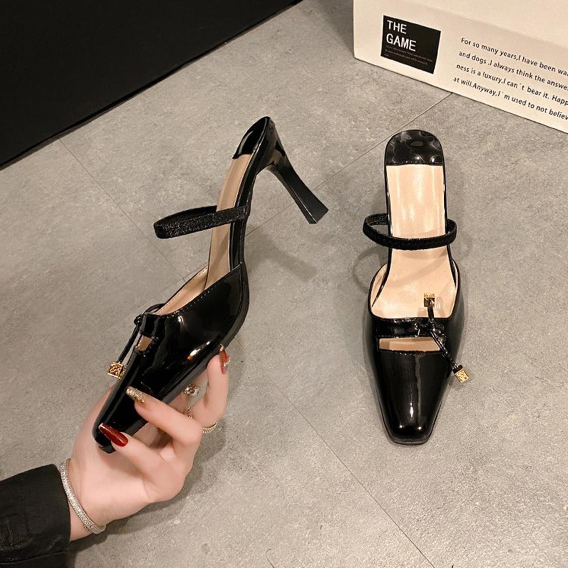New Fashionable Women s Shoes Bow-adorned Patent Leather High Heels Stylish Casual Women s Shoes High Heels Versatile for Everyday Wear 36