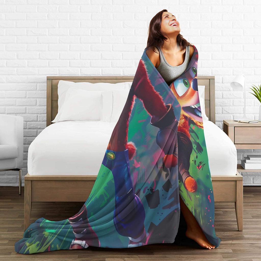 Crashs Bandicoots Flannel Blanket Winter Warm Soft Bedding Throws for Girls Boys Outdoor Funny Bedspread Sofa Bed Cover