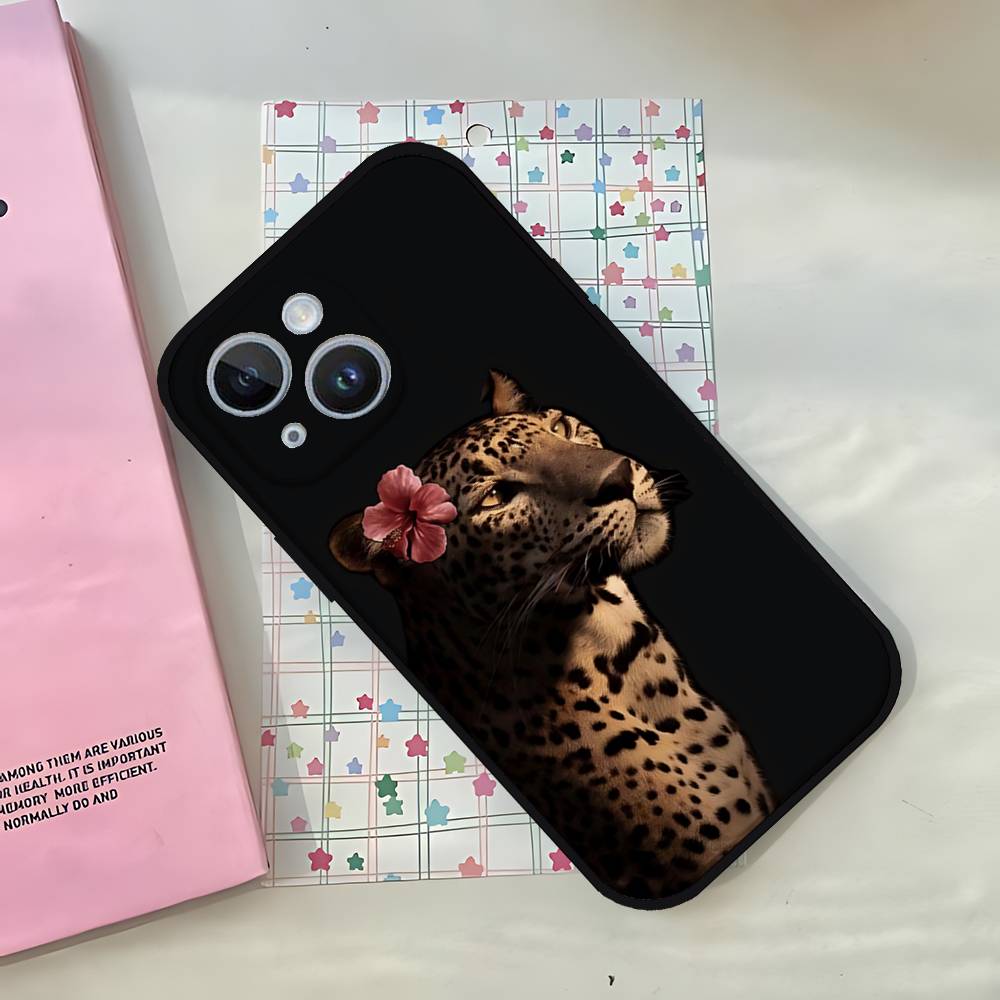 F-Ferocious Leopard Phone Case For IPhone 1716 15 14 13 Pro Max 11 12 Mini X Xs XR Black Silicone Cover