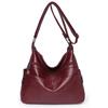 Luxury Pu Leather Messenger Bag Vintage Women Hand Bag Large Capacity Casual Hobo Handbag Purse Female Crossbody Shoulder Bags
