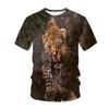 Summer Round Neck 3D Animal Cheetah Pattern Printed Top Fashionable Casual Short Sleeved Children's Boy T-shirts
