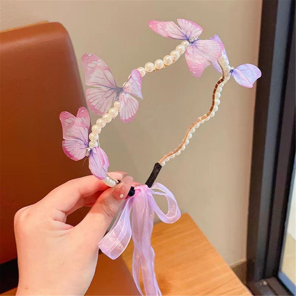 Luxurious Crown Hair Hoop Butterfly Birthday Party Elegant Pageant Water Drop Pearls Girl Wedding Costume Headwear